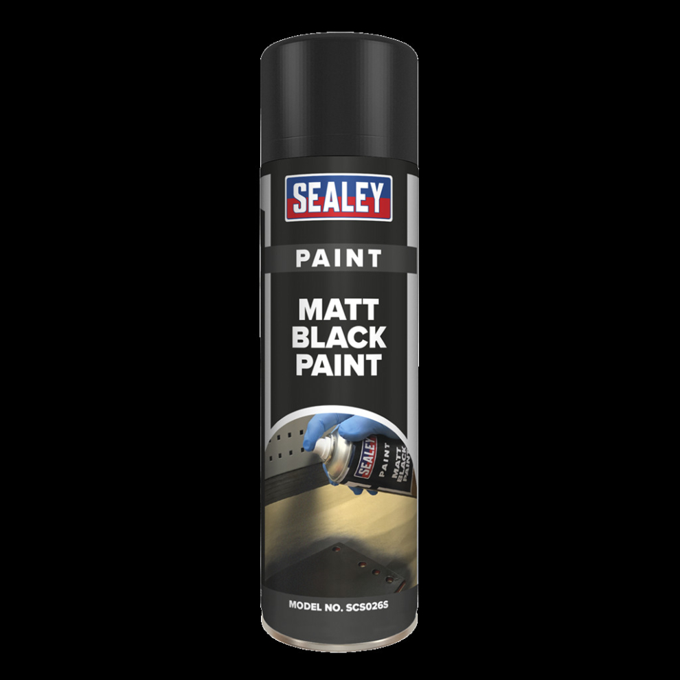 New Sealey Matt Paint Black Scs026s 500Ml