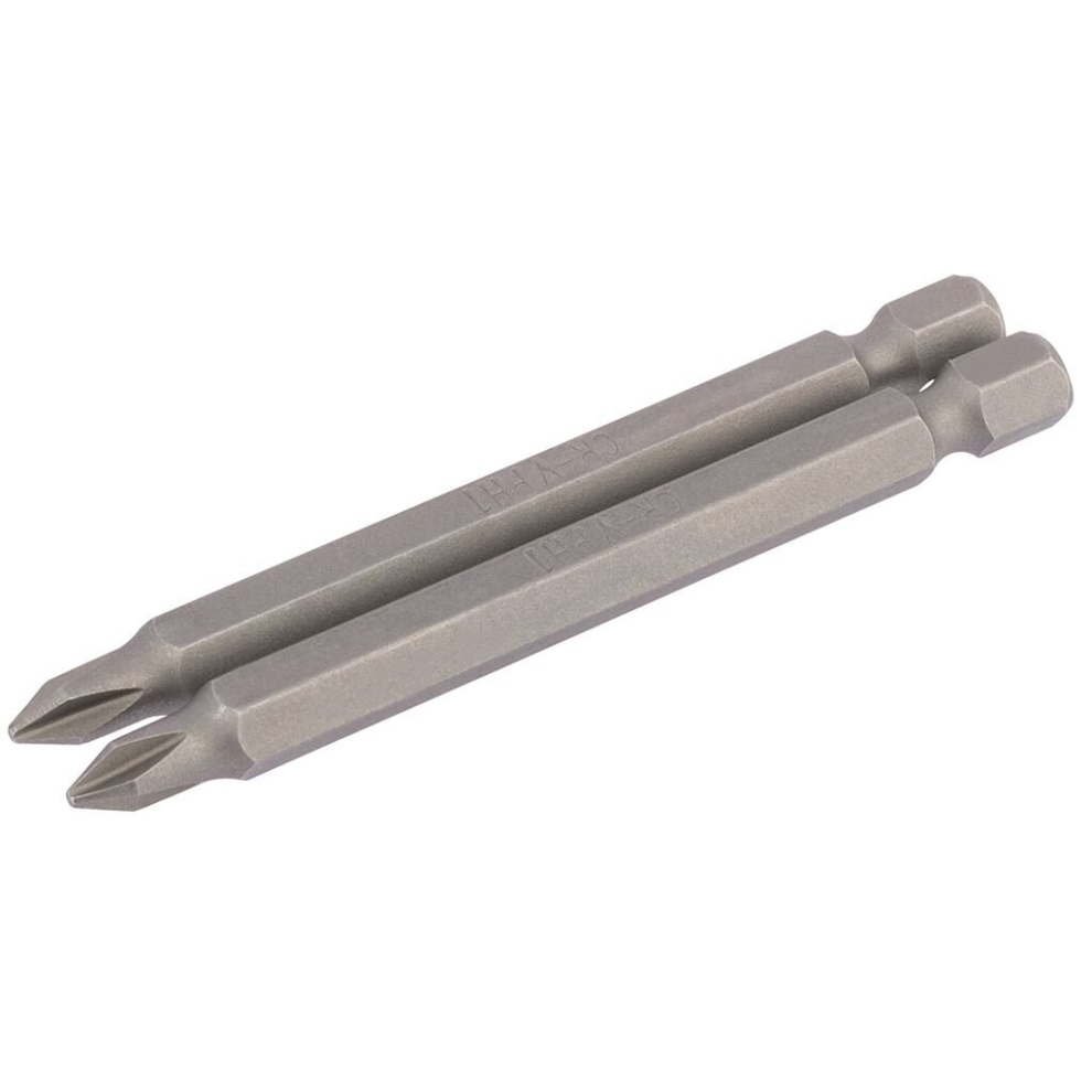 Draper Cross Slot Insert Bit, 1/4"" Hex, 75Mm Long, No.1 (Pack Of 2)