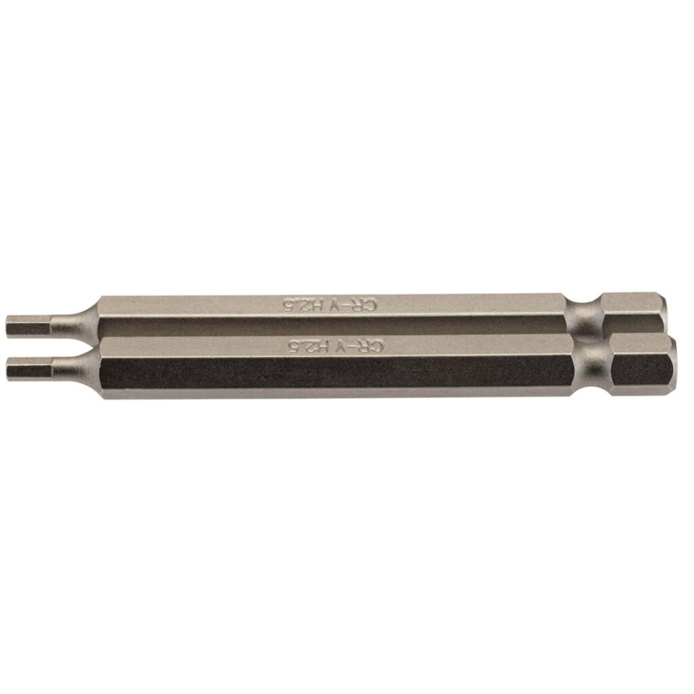 Draper Hexagonal Insert Bit, 2.5Mm, 1/4"" Hex, 75Mm Long (Pack Of 2)