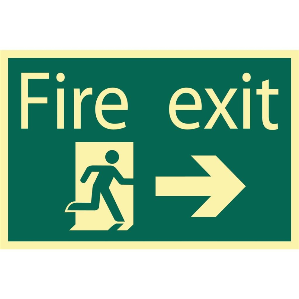 Draper Glow In The 'Fire Exit Arrow Right' Safety Sign Dark