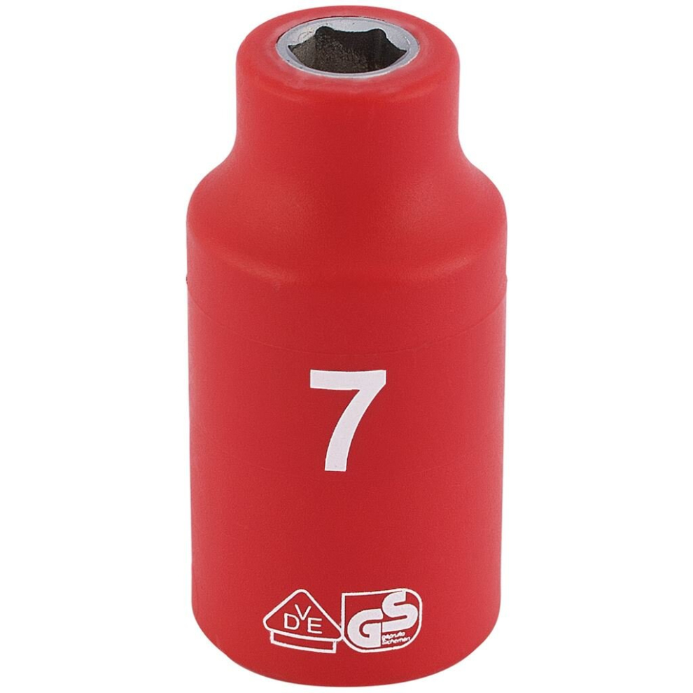 Draper Fully Insulated Vde Socket, 3/8"" Sq. Dr., 7Mm