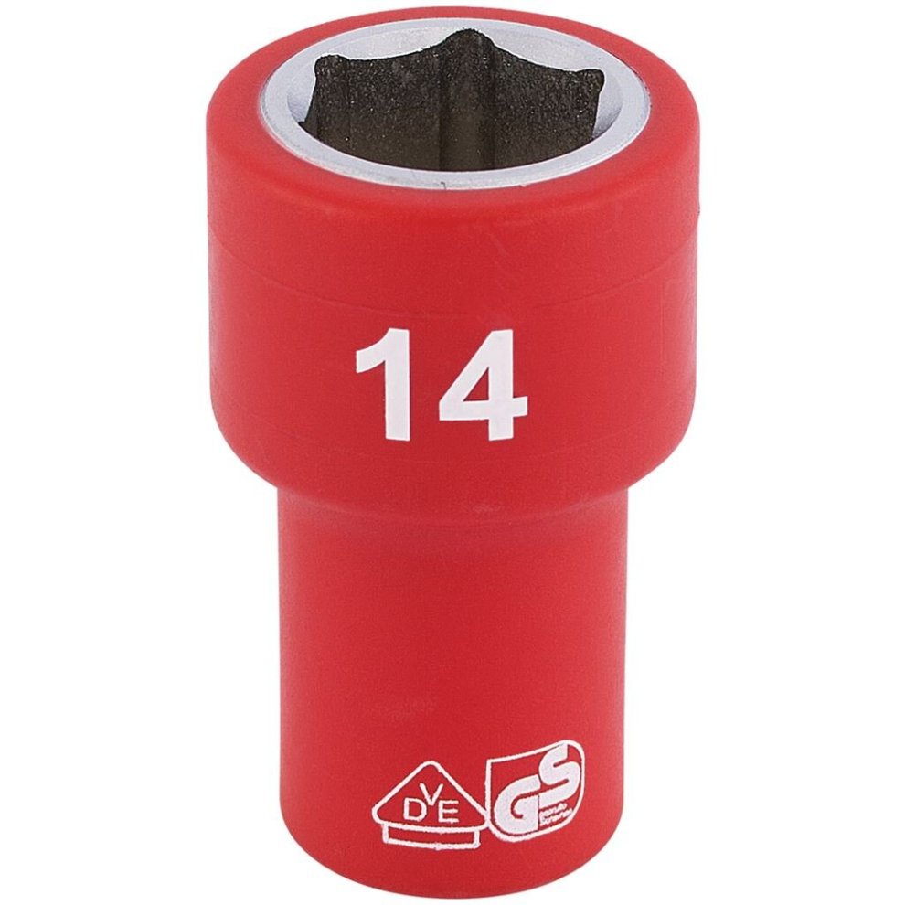 Draper Fully Insulated Vde Socket, 1/4"" Sq. Dr., 14Mm