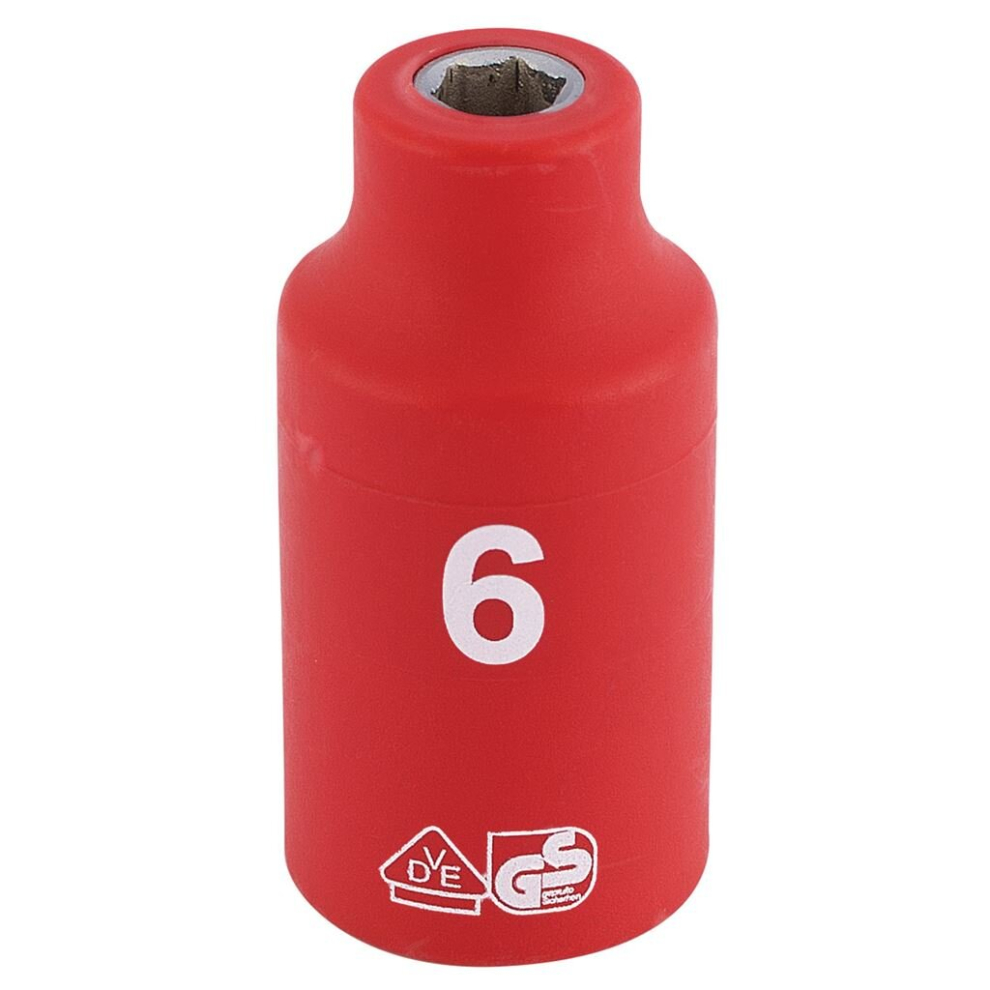 Draper Fully Insulated Vde Socket, 3/8"" Sq. Dr., 6Mm