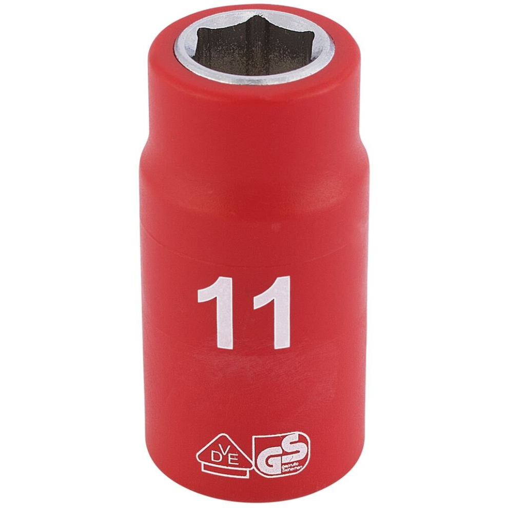Draper Fully Insulated Vde Socket, 3/8"" Sq. Dr., 11Mm