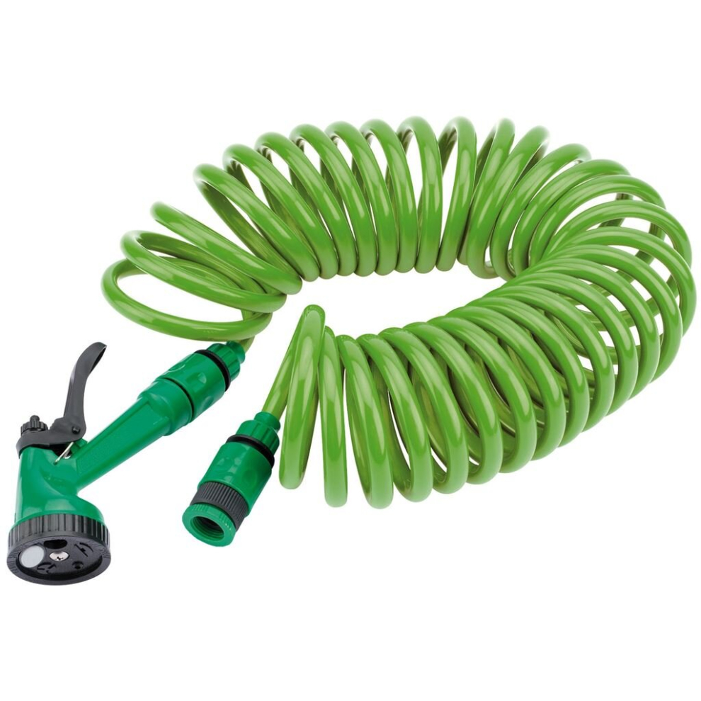 Recoil Hose with Spray Gun and Tap Connector, 10m