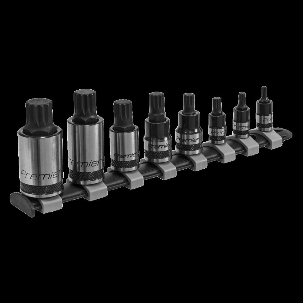 Spline Socket Bit Set 8pc 1/4", 3/8" & 1/2"Sq Drive Black Series