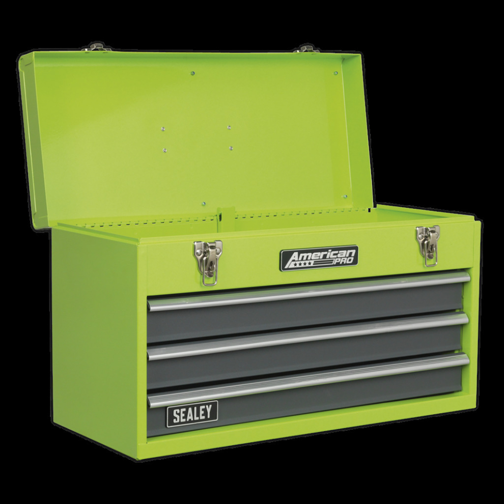 Tool Chest 3 Drawer Portable with Ball-Bearing Slides - Green/Grey