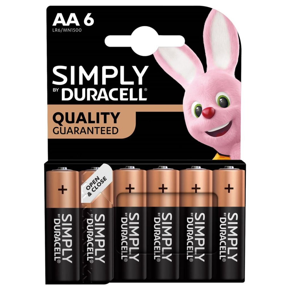 Simply Duracell Alkaline Batteries - AA - 6 Pack