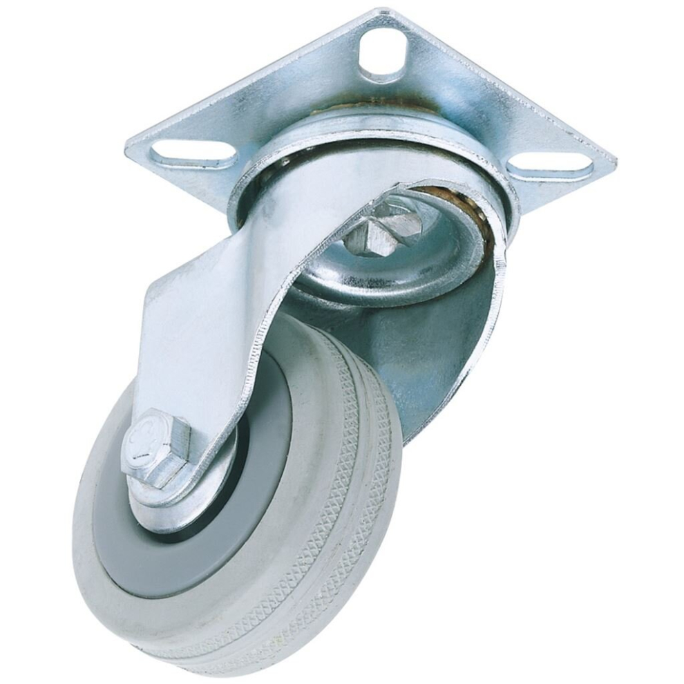 Draper Swivel Plate Fixing Rubber Castor, 100Mm Diameter, S.w.l. 80Kg