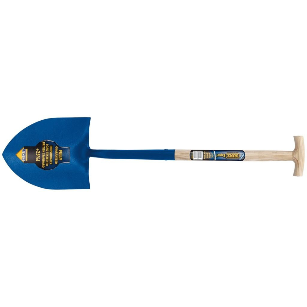 Draper Expert Solid Forged Contractors Round Mouth Shovel, No.2 with Ash Shaft and T-Handle