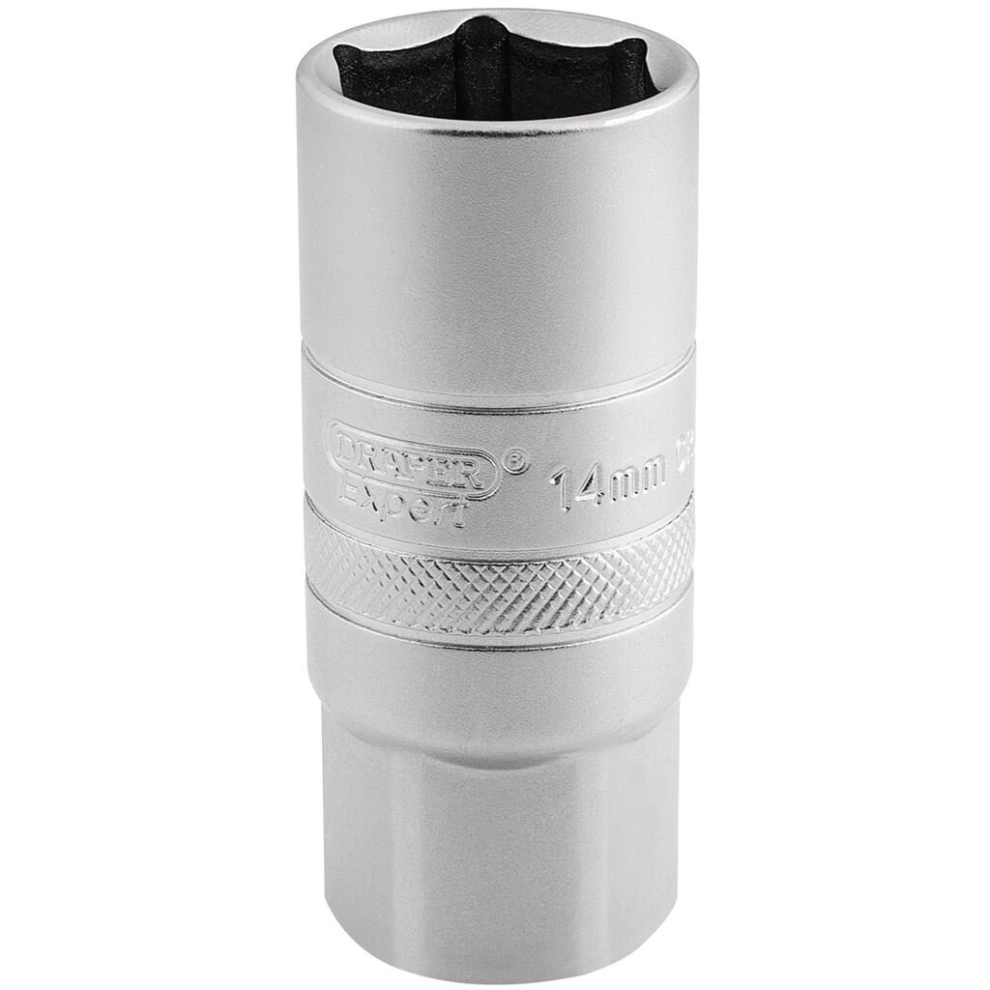 Draper 14Mm Thread 6 Point Satin Chrome Spark Plug Socket, 1/2"" Sq. Dr., 21Mm