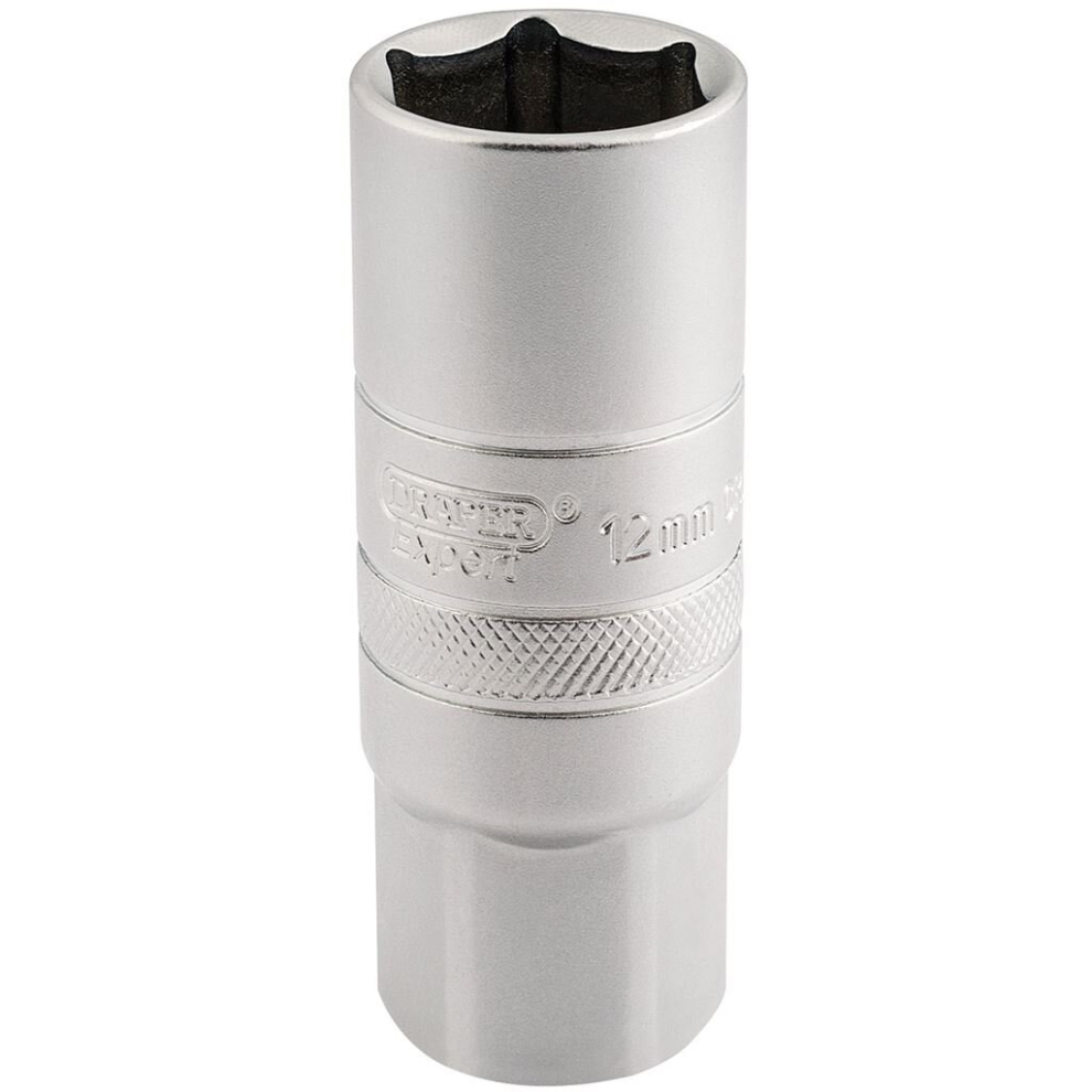 Draper 12Mm Thread 6 Point Satin Chrome Spark Plug Socket, 1/2"" Sq. Dr., 18Mm