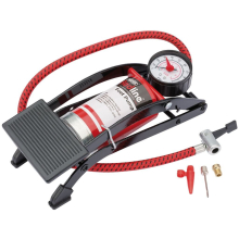 RL-FP All-Metal Foot Pump with Braided Hose, Lock-On Tyre Connector, Nozzle for Footballs & Air Beds