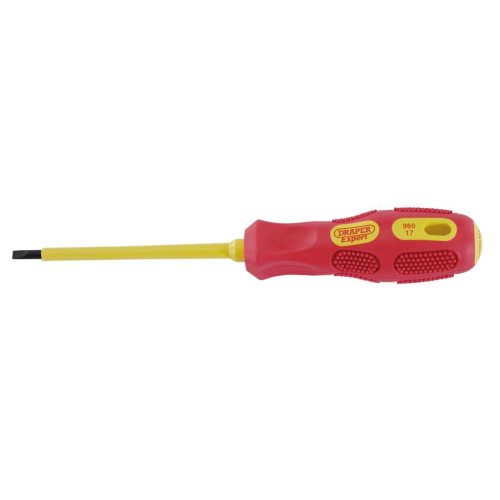 Draper VDE Approved Fully Insulated Plain Slot Screwdriver, 4.0 x 100mm (Display Packed)