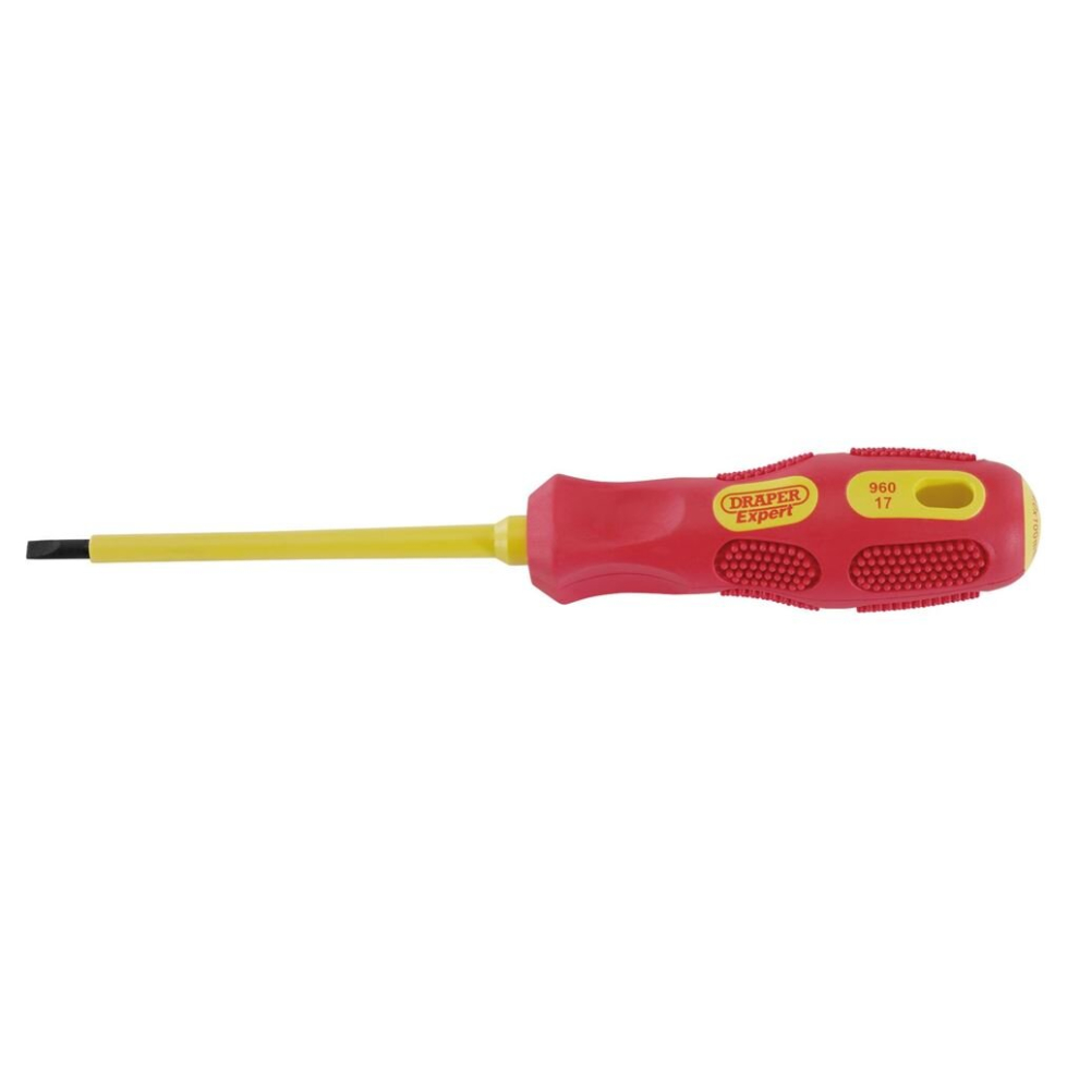 VDE Approved Fully Insulated Plain Slot Screwdriver, 4.0 x 100mm (Display Packed)-image-OPC-PCGJR8-NEW