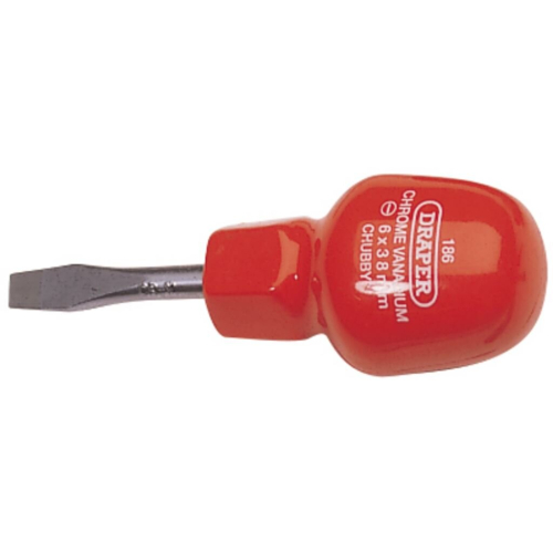 Draper Plain Slot Flared Tip Cabinet Pattern Chubby Screwdriver, 6 x 38mm (Sold Loose)