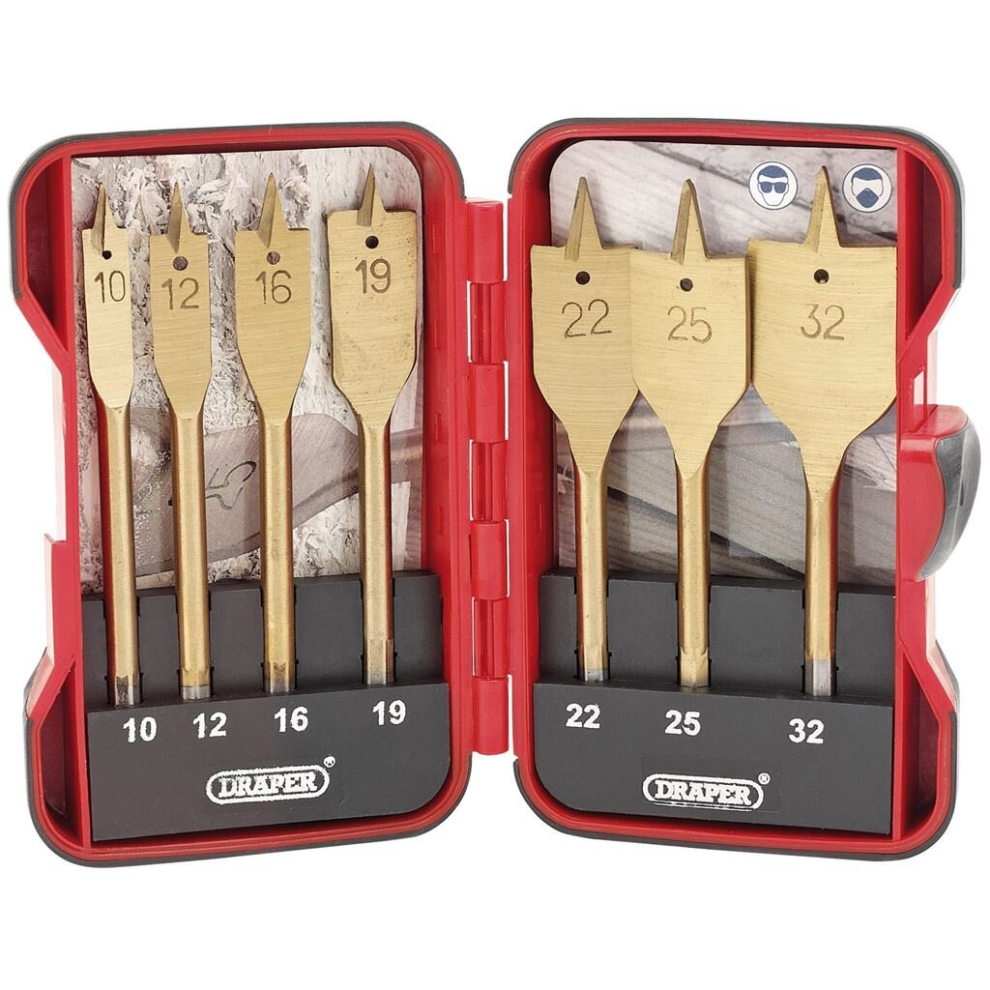 Titanium Nitride Coated Flat Wood Bit Set (7 Piece)