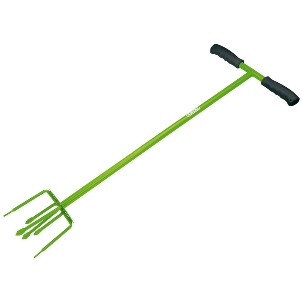 28163 Soft Grip Handle Garden Tiller - Six-Tine Tubular Steel Cultivator for Easy Topsoil Turning and Reduced Back Strain
