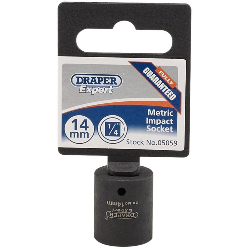 Draper Draper Expert HI-TORQ® 6 Point Impact Socket, 1/4"" Sq. Dr., 14mm