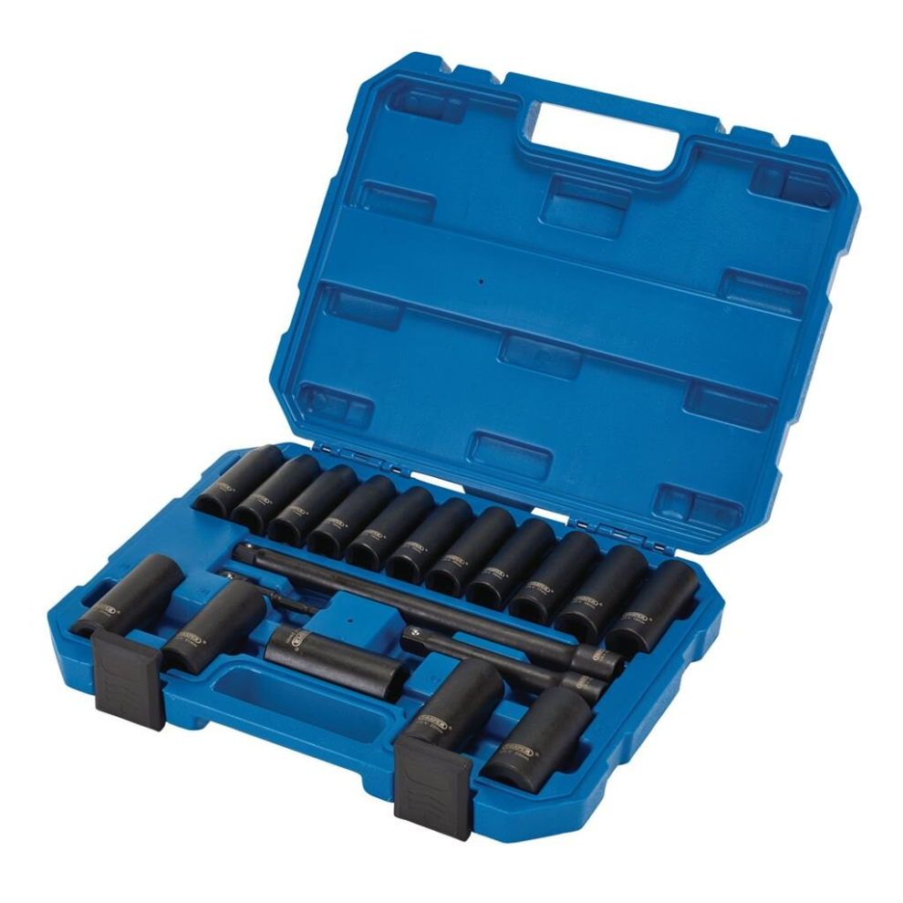 Draper HI-TORQ® Metric Deep Impact Socket Set, 1/2"" Sq. Dr. (19 Piece)