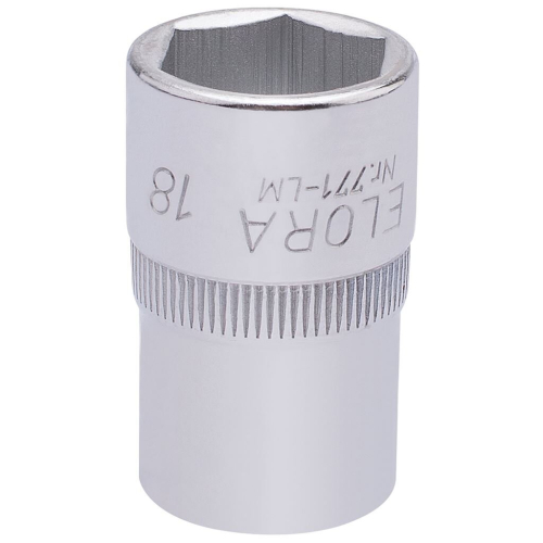 Elora Elora Hexagon Socket, 1/2"" Sq. Dr., 18mm