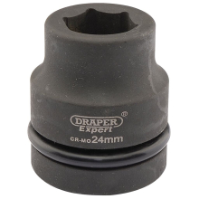 Draper Expert HI-TORQ® 6 Point Impact Socket, 1"" Sq. Dr., 24mm