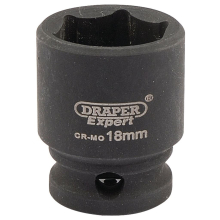 Draper Expert HI-TORQ® 6 Point Impact Socket, 3/8"" Sq. Dr., 18mm