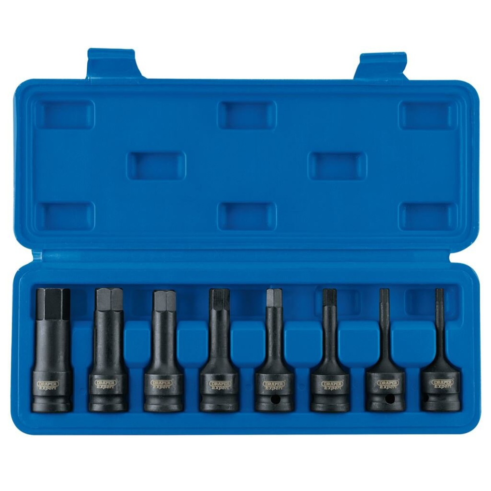 Draper Expert Impact Hex. Socket Bit Set, 1/2"" Sq. Dr. (8 Piece)