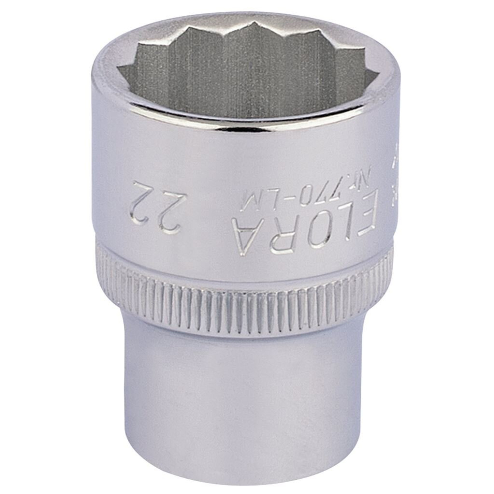 Elora Bi-Hexagon Socket, 1/2"" Sq. Dr., 22mm