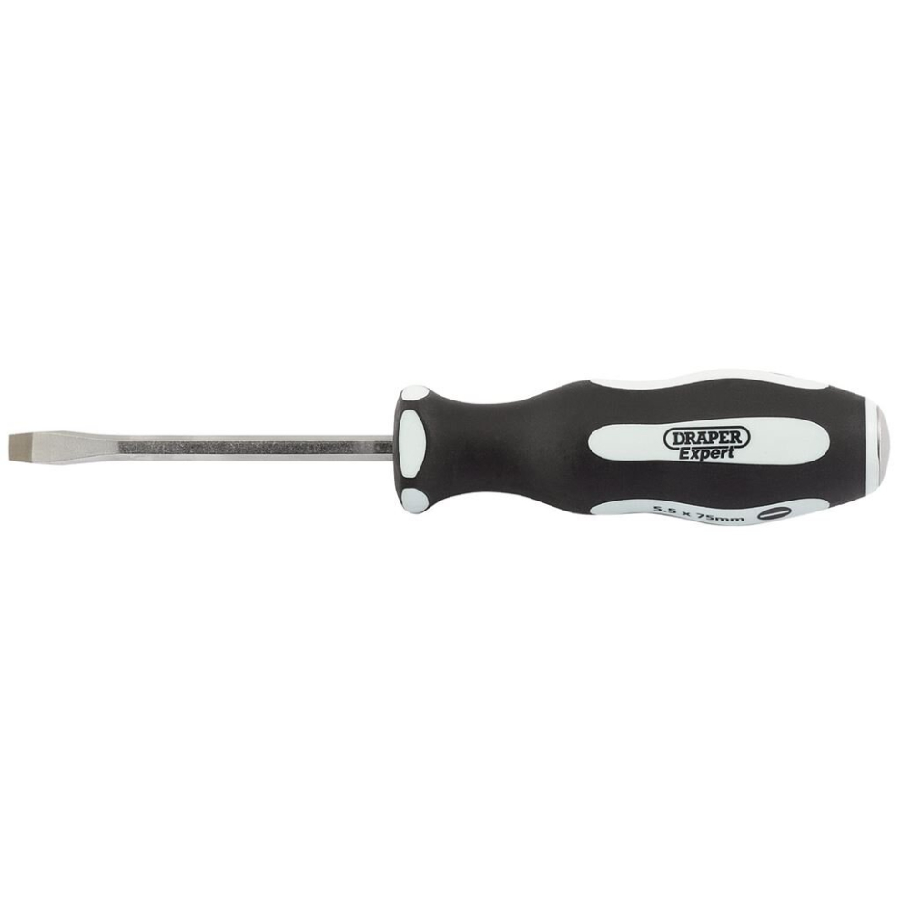 Pound Thru' Plain Slot Soft Grip Screwdriver, 5.5 x 75mm