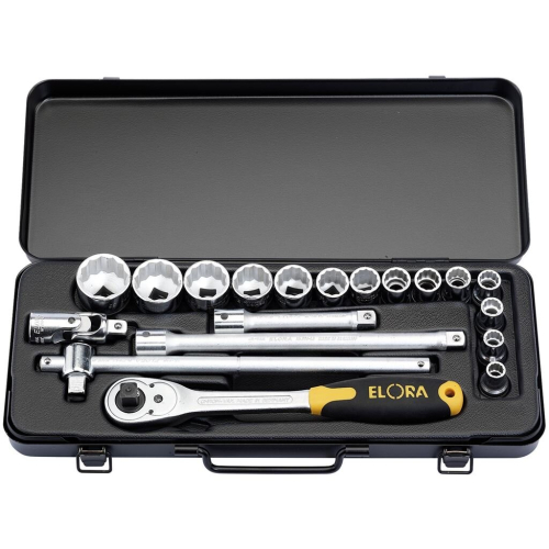 Elora Metric Socket Set, 1/2"" Sq. Dr. (19 Piece)