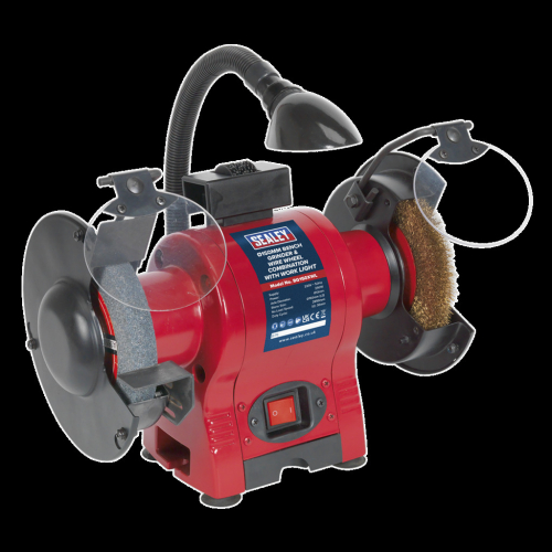 Sealey Bench Grinder Ø150mm & Wire Wheel Combination with Worklight 250W/230V