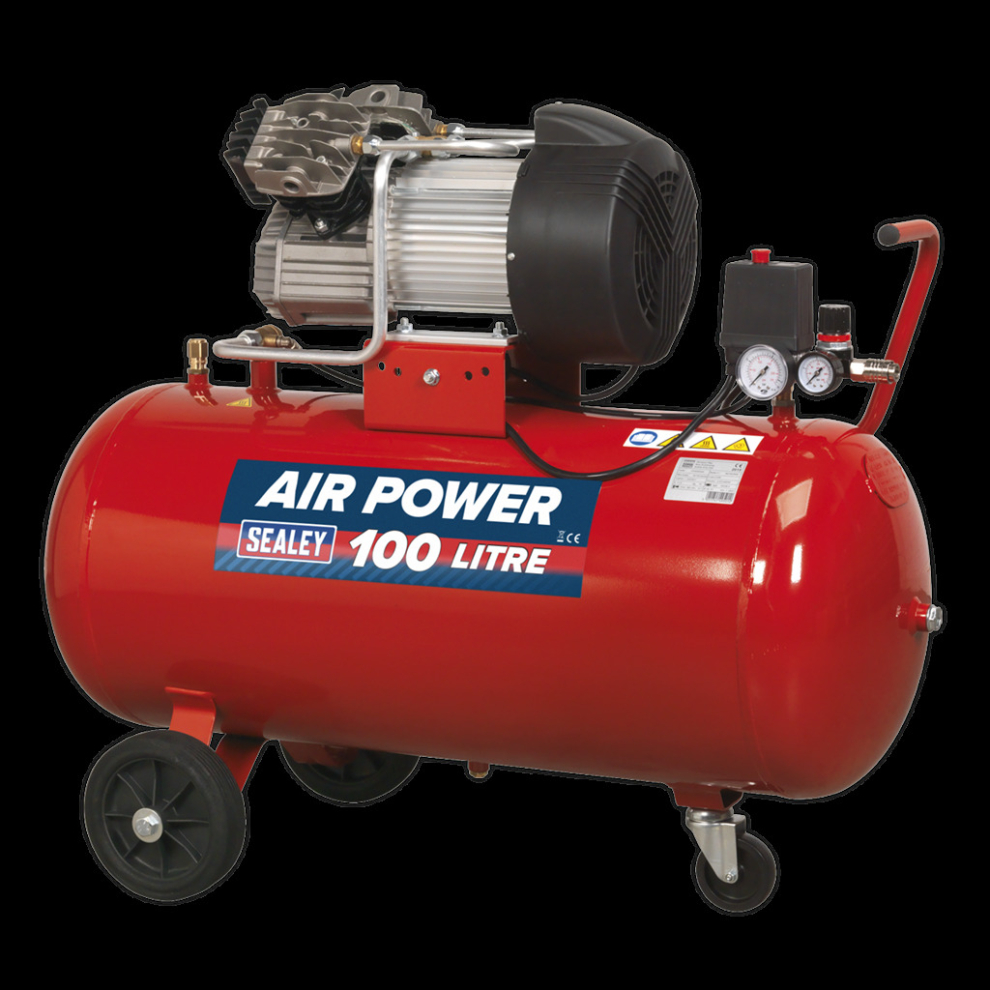 Sealey Air Compressor V-Twin Direct Drive 3Hp 100L