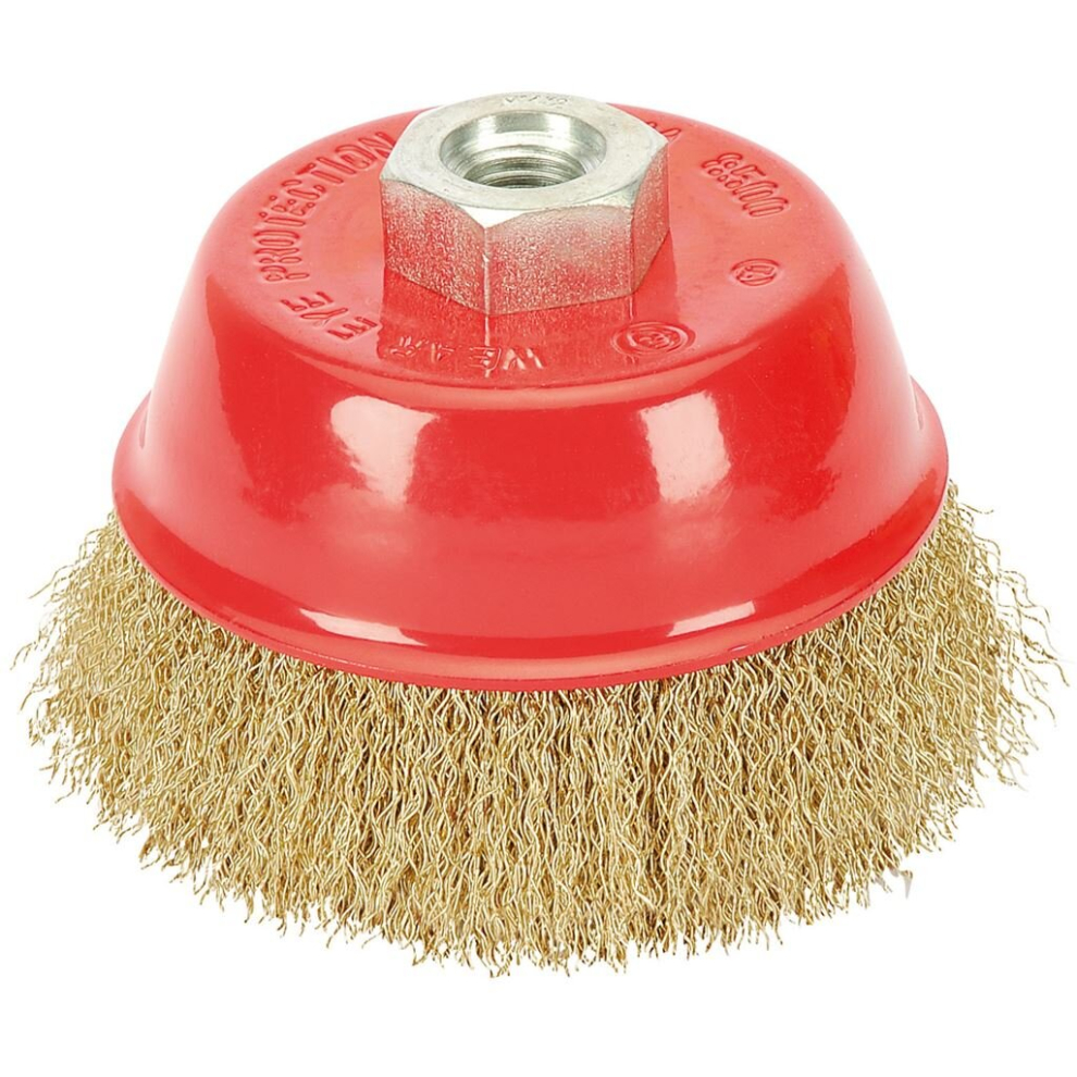 Brassed Steel Crimped Wire Cup Brush, 100Mm, M14 5010559414451