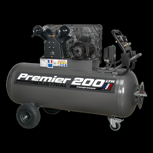 Sealey Air Compressor 200L Belt Drive 3hp with Front Control Panel 415V 3ph