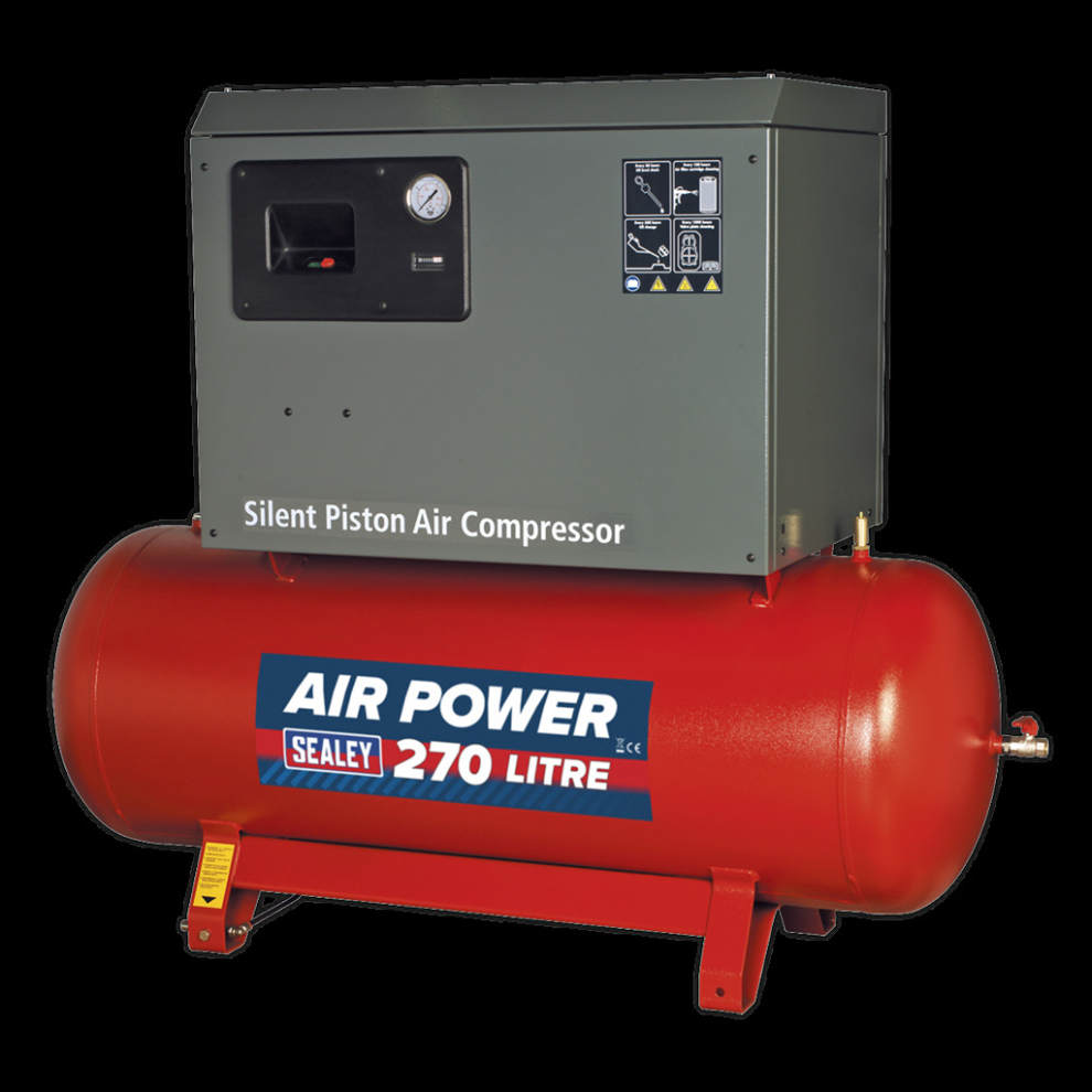 Air Compressor 270L Belt Drive 5.5hp 3ph 2-Stage with Cast Cylinders Low Noise