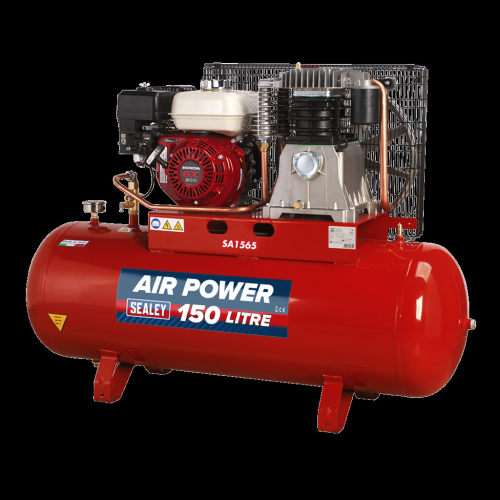 Sealey Air Compressor 150L Belt Drive Petrol Engine 6.5hp