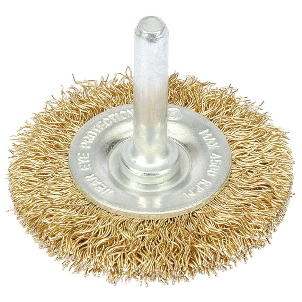 Brassed Steel Crimped Wire Wheel Brush, 50mm