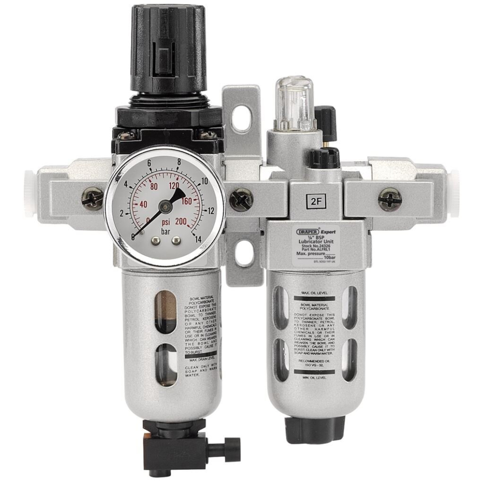 1/4"" BSP Combined Filter/Regulator/Lubricator Unit (FRL)