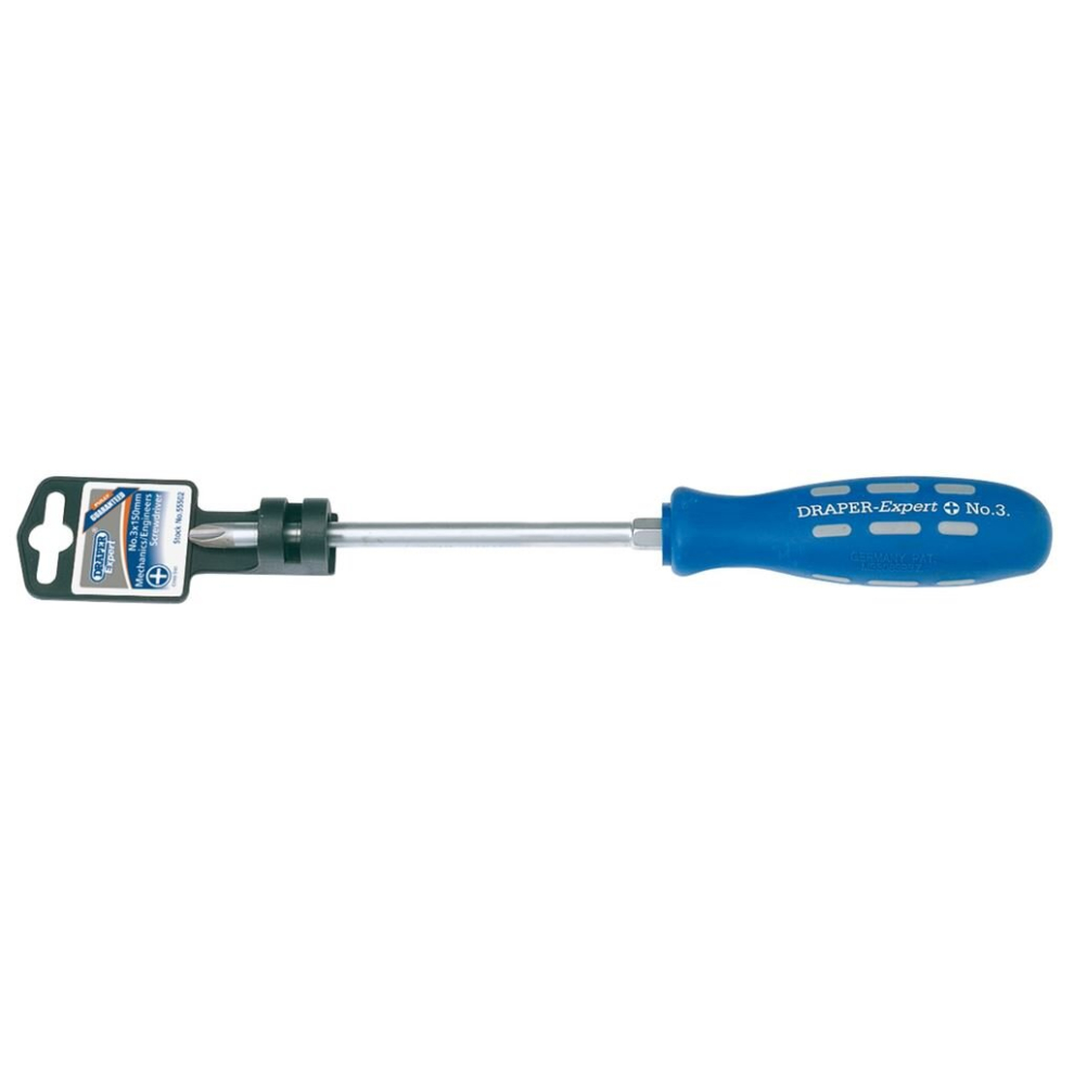 Draper Expert Cross Slot Mechanic's Screwdriver, No.3 x 150mm