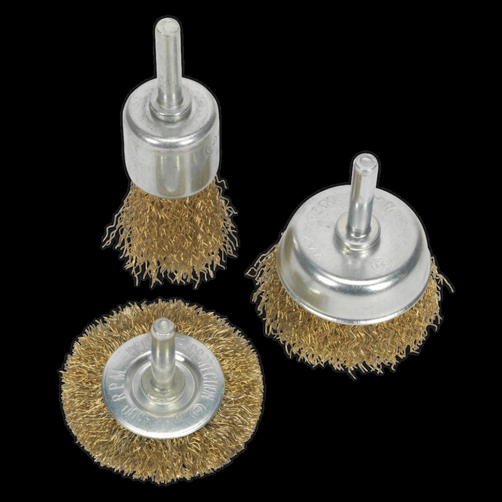 Crimped Wire Brush Set 3Pc Brassed 5051747722965