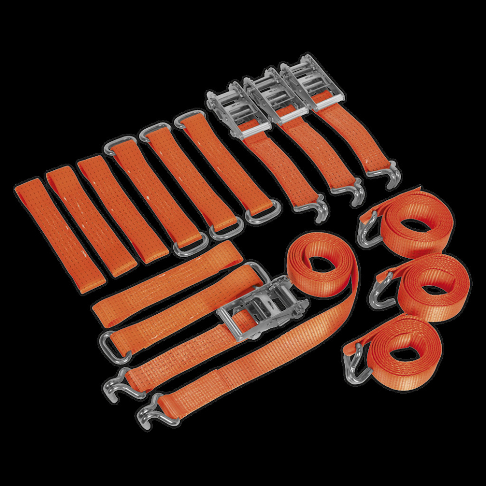 Car Transporter Ratchet Strap Alloy/Steel Wheel Kit 4pc 50mm x 3m 4500kg Breaking Strength