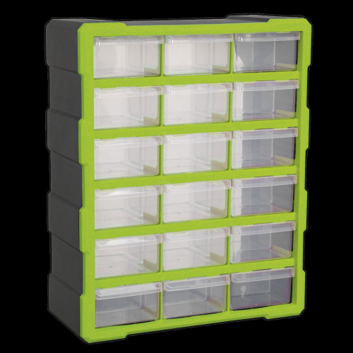 Sealey Cabinet Box 18 Drawer - Green/Black