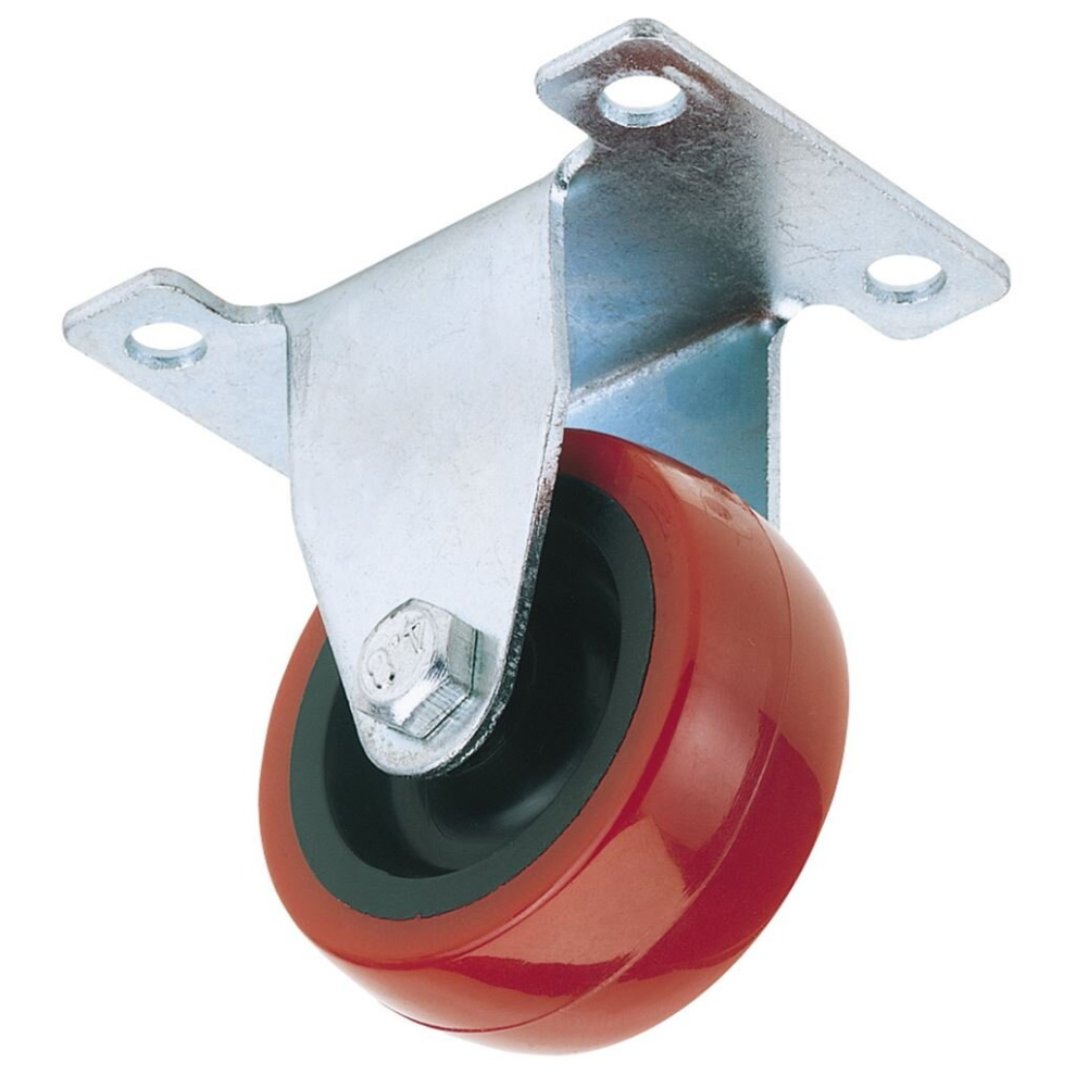 Fixed Plate Fixing Polyurethane Wheel, 75mm Diameter, S.W.L. 100kg