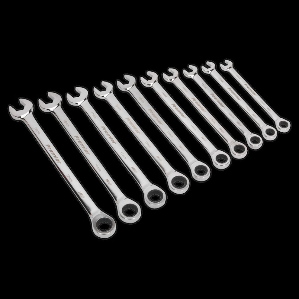 Combination Ratchet Spanner Set 10pc Extra-Long Metric