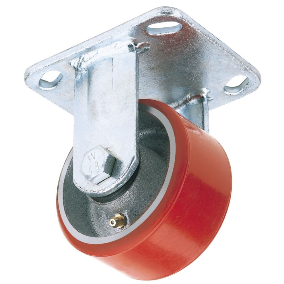Draper Fixed Plate Fixing Heavy Duty Polyurethane Wheel, 200Mm Diameter, S.w.l. 500Kg