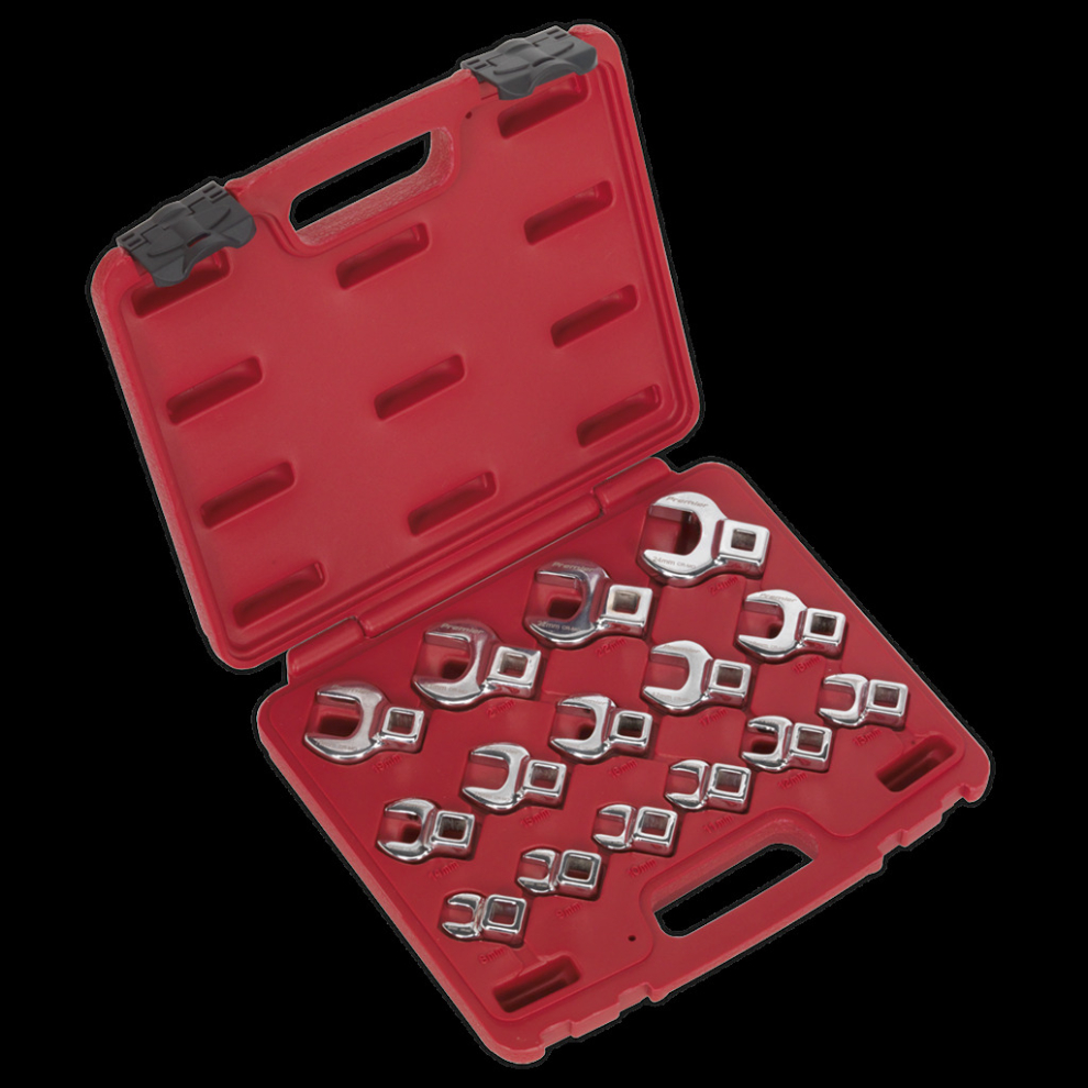 Crow's Foot Open-End Spanner Set 15pc 3/8"Sq Drive Metric