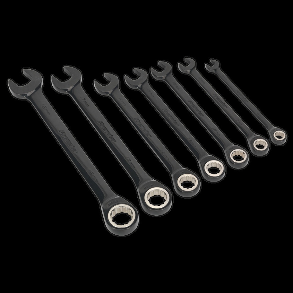 Sealey Combination Ratchet Spanner Set 7Pc Series Metric Black