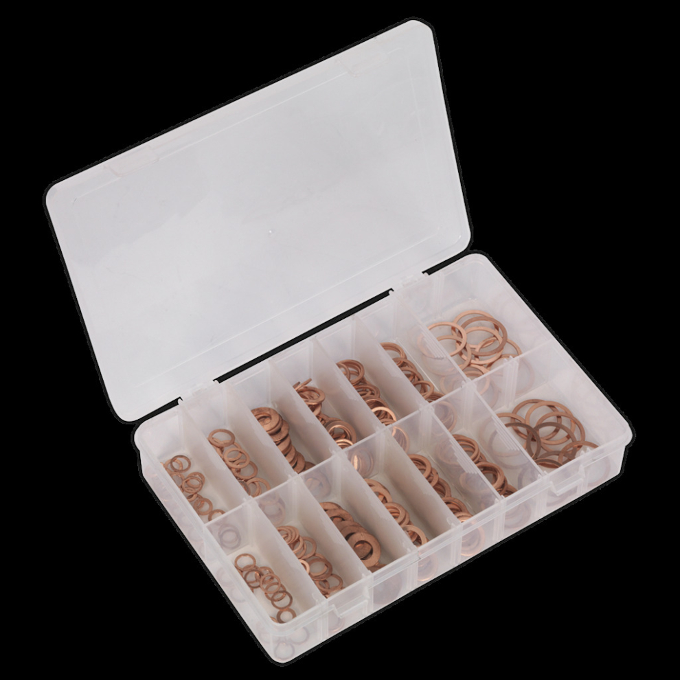 Sealey Diesel Injector Copper Washer Assortment 250Pc - Metric