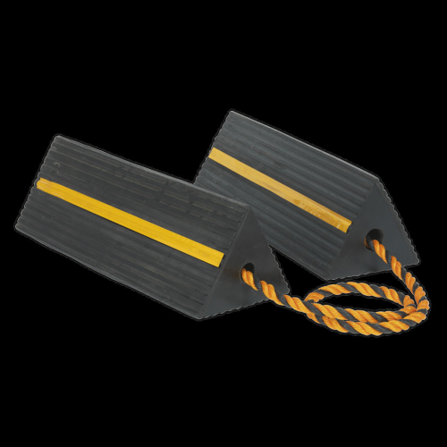Sealey Heavy-Duty Rubber Wheel Chocks - Pair